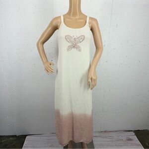 Funky People Women’s size Medium Pink Ombré Butterfly Embroidered Midi Dress